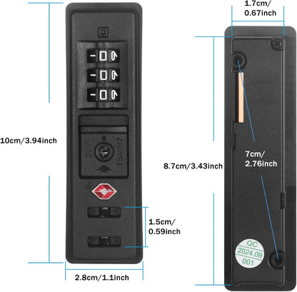 2 PCS TSA Certified Embedded T-S-A 007 Zipper Luggage Locks, Suitable for PC, ABS, PP Rigid Zipper Luggage Case Password Lock Replacement, with 2PCS Spare T-S-A 007 Key