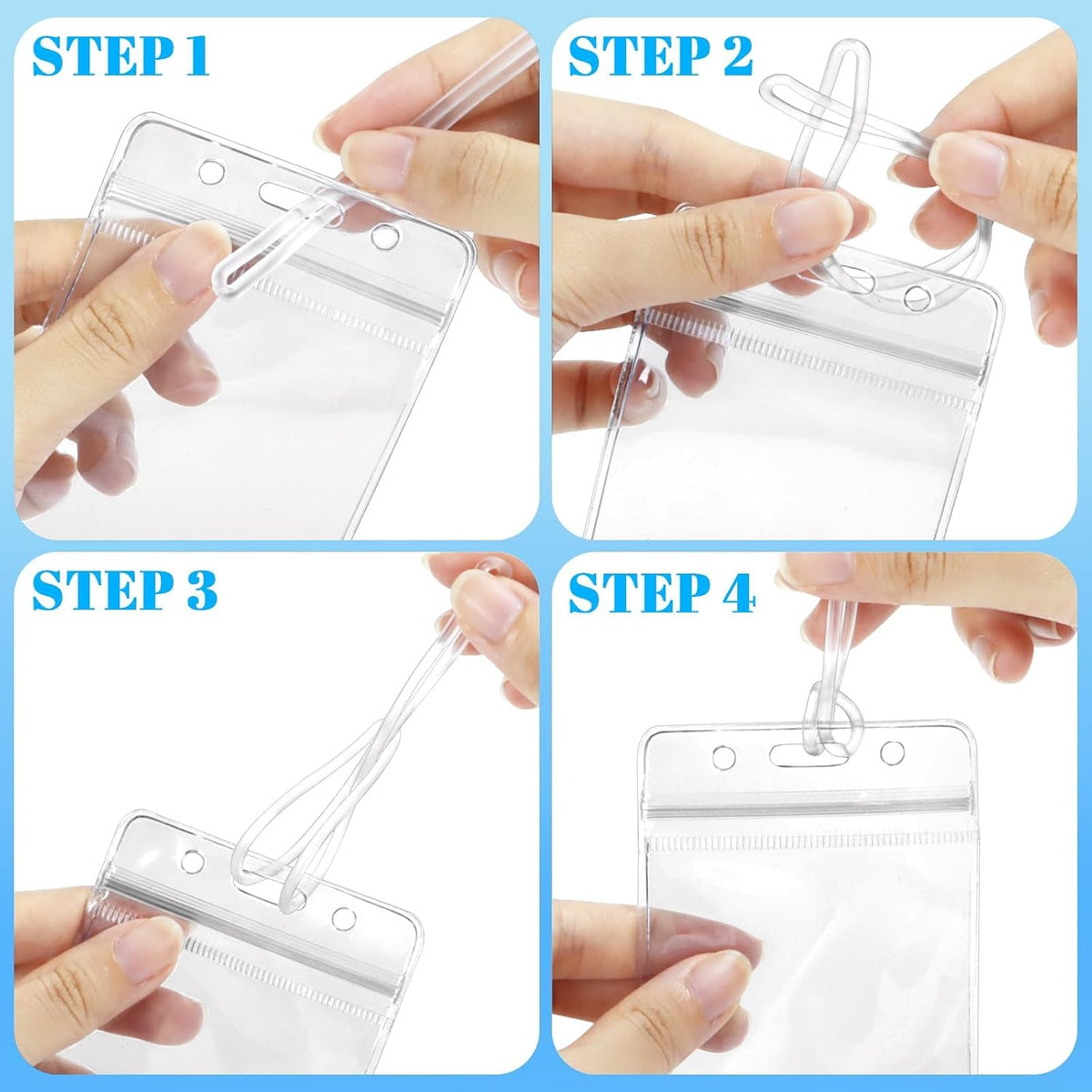 200 Pack Clear Plastic Luggage Tag Holders with Loops for ID Cards