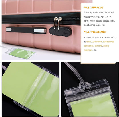 100 Pack Clear Plastic ID Badge and Luggage Tag Holders