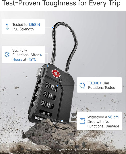 LUGGEX 4 Pack TSA Locks for Luggage, Luggage Locks TSA Approved