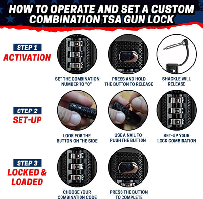 Cut-Resistant Gun Case Lock, TSA Approved Anti-Theft Single Shaft Padlock