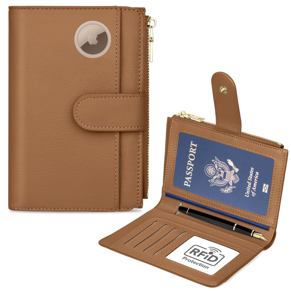 RFID Passport Holder for Travel, Leather Passport Cover Travel Wallet