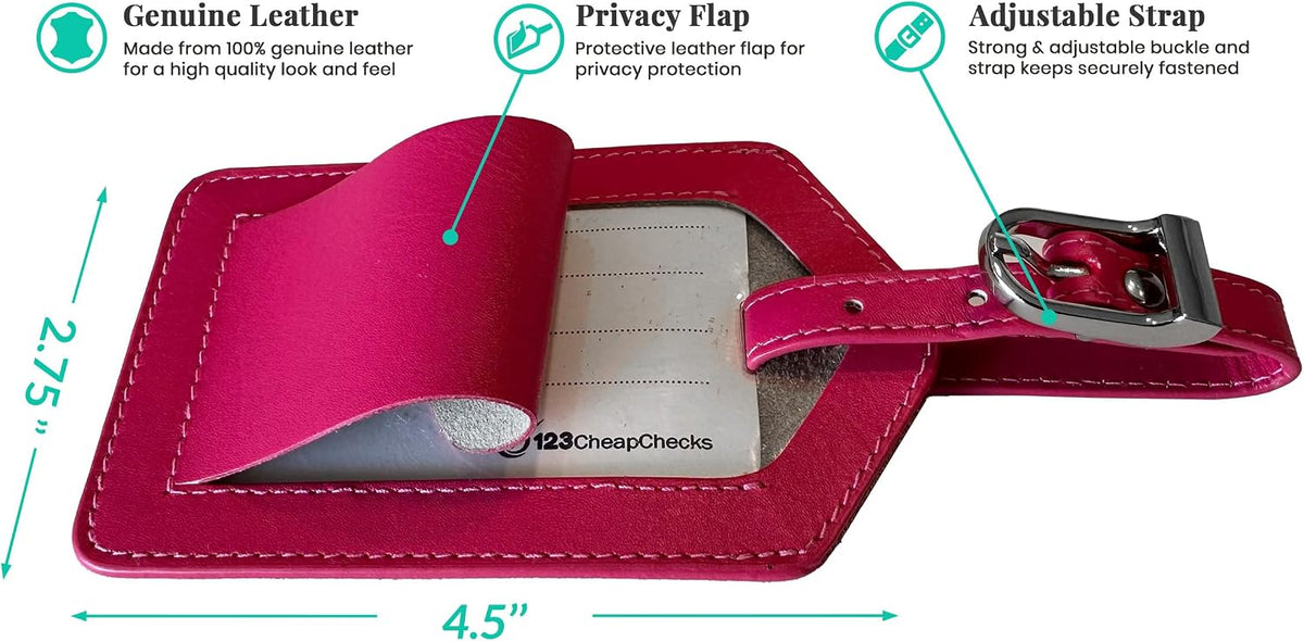 Personalized Monogrammed Bright Pink Leather RFID Passport Cover Holder and Luggage Tag