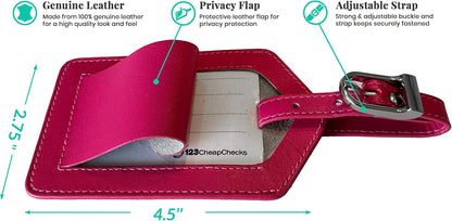Personalized Monogrammed Bright Pink Leather RFID Passport Cover Holder and Luggage Tag