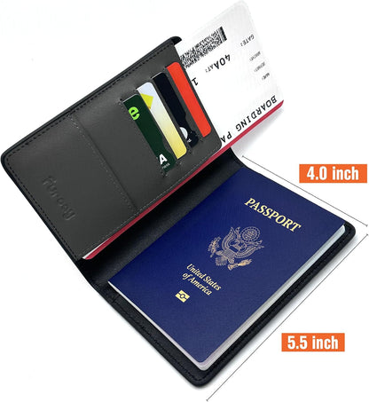 Slim Nappa Leather RFID Blocking Passport Cover (Black/Gray)
