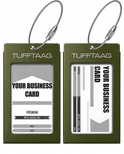 Luggage Tags Business Card Holder by TUFFTAAG - Durable Travel ID Bag Tag, Gunmetal, 2 Tags