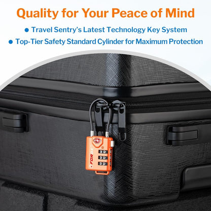 Forge TSA Approved Luggage Locks, Open Alert Cable Lock, Orange, 2 Pack
