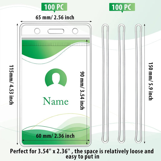 Zonon 100 Pack Clear Luggage Tags Bulk Badge Holder for Suitcases