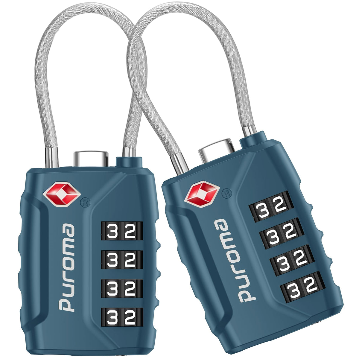 Puroma 2 Pack TSA Approved Luggage Locks 4 Digit Code Cable Lock Basic Pink