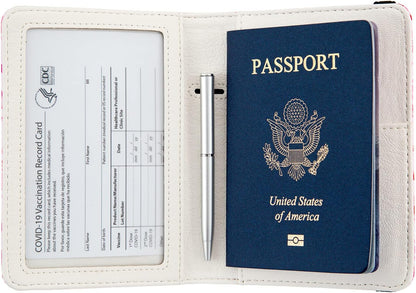 Pink Passport Holder,Cute Passport Cover,Travel Wallet with Credit Card Slots Rfid Blocking passport Wallet Waterproof Documents Organizer Women Men (The Traveler)