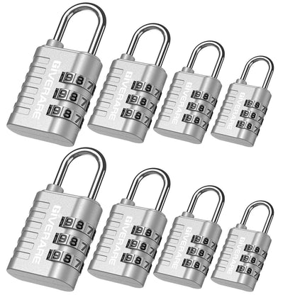 GIVERARE 8 Pack Combination Lock, 3-Digit Padlock Keyless, Resettable Luggage Locks for Backpack, Gym & School & Employee Locker, Weatherproof Travel Lock for Fence, Backyard Gate, Hasp, Case-Black