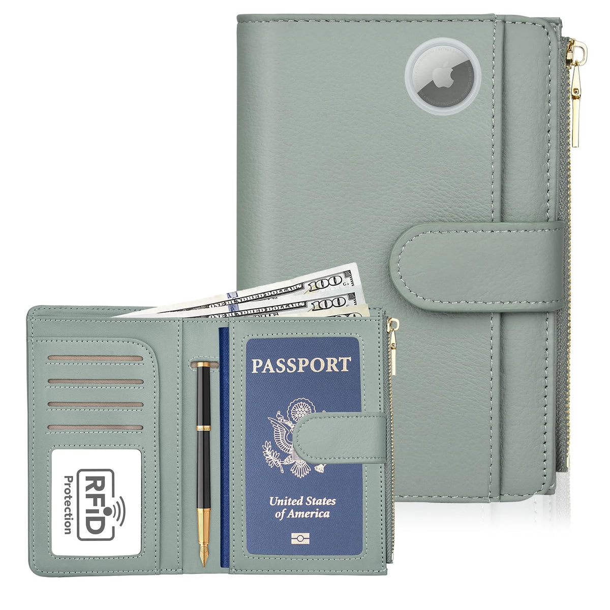RFID Passport Holder for Travel, Leather Passport Cover Travel Wallet