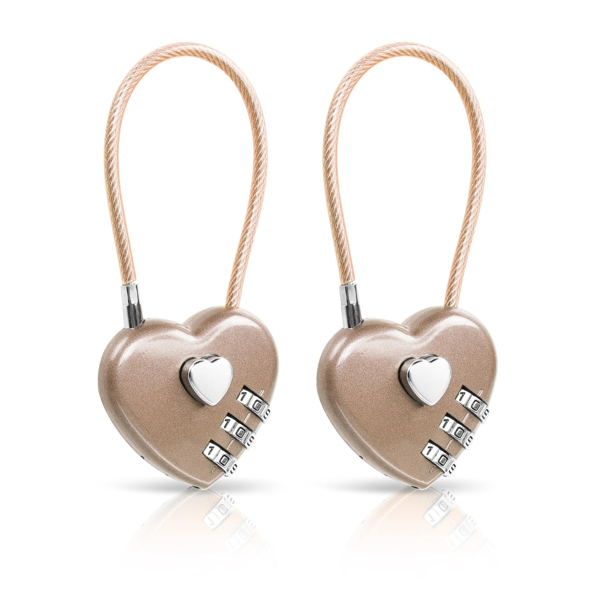 YAODHAOD 2 Pack Combination Lock, 3 Digit Heart Shaped Padlock for School Gym Locker, TSA Approved Cable Luggage Lock, Lock forLocker, Luggage,Fence,Backpack,Valentine Gift (Pink)