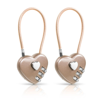 YAODHAOD 2 Pack Combination Lock, 3 Digit Heart Shaped Padlock for School Gym Locker, TSA Approved Cable Luggage Lock, Lock forLocker, Luggage,Fence,Backpack,Valentine Gift (Pink)