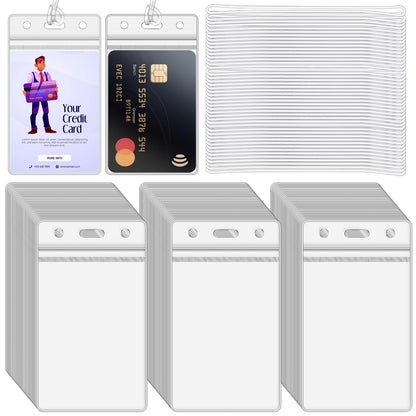 Oomcu 60 Pcs Clear Luggage Tag Holders with Straps, Cruise ID Badge Holders for Travel