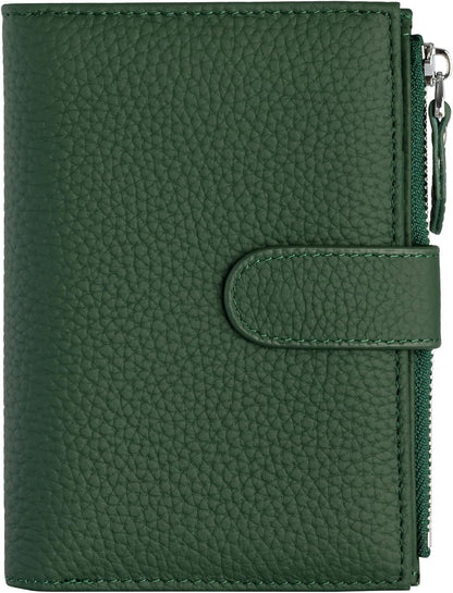 Passport wallet and Card Slot Combo RFID Blocking Leather Travel Passport Wallet for Men and Women with Zippered Coins Pocket Passport holder, Deep Green