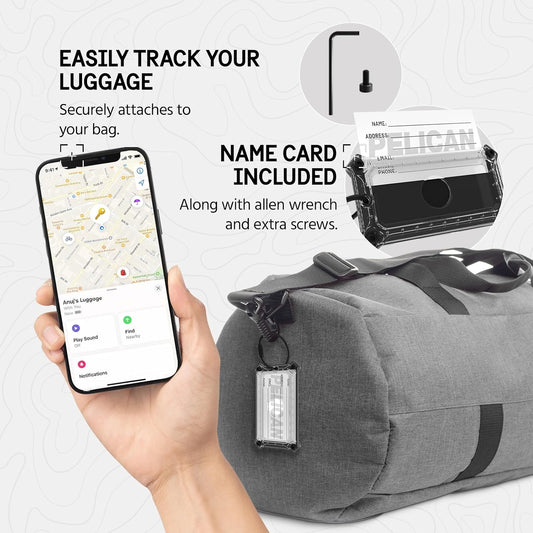 Pelican Luggage Tag with AirTag Holder with Stainless Steel Loop - Black