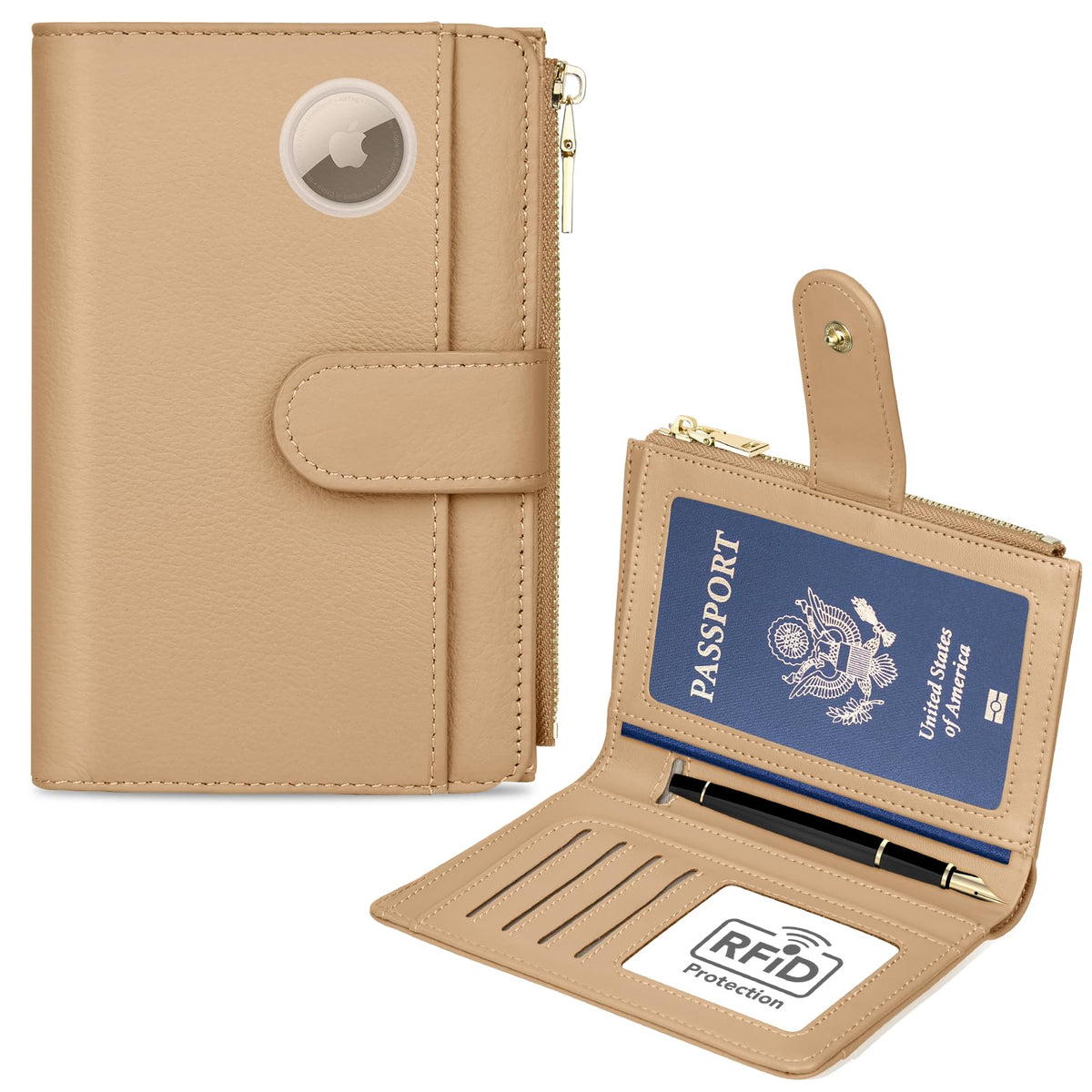 RFID Passport Holder for Travel, Leather Passport Cover Travel Wallet
