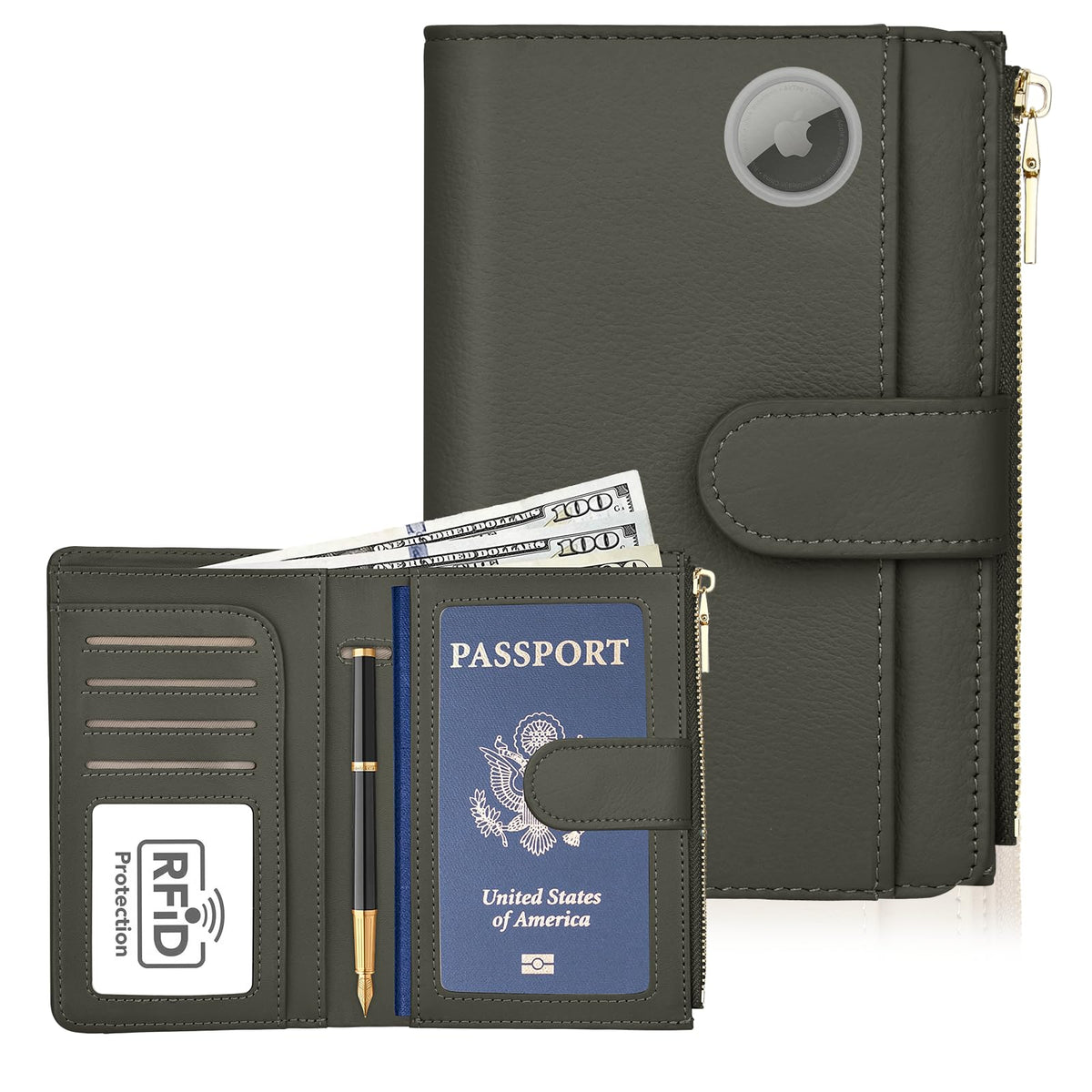 RFID Passport Holder for Travel, Leather Passport Cover Travel Wallet