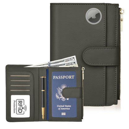 RFID Passport Holder for Travel, Leather Passport Cover Travel Wallet