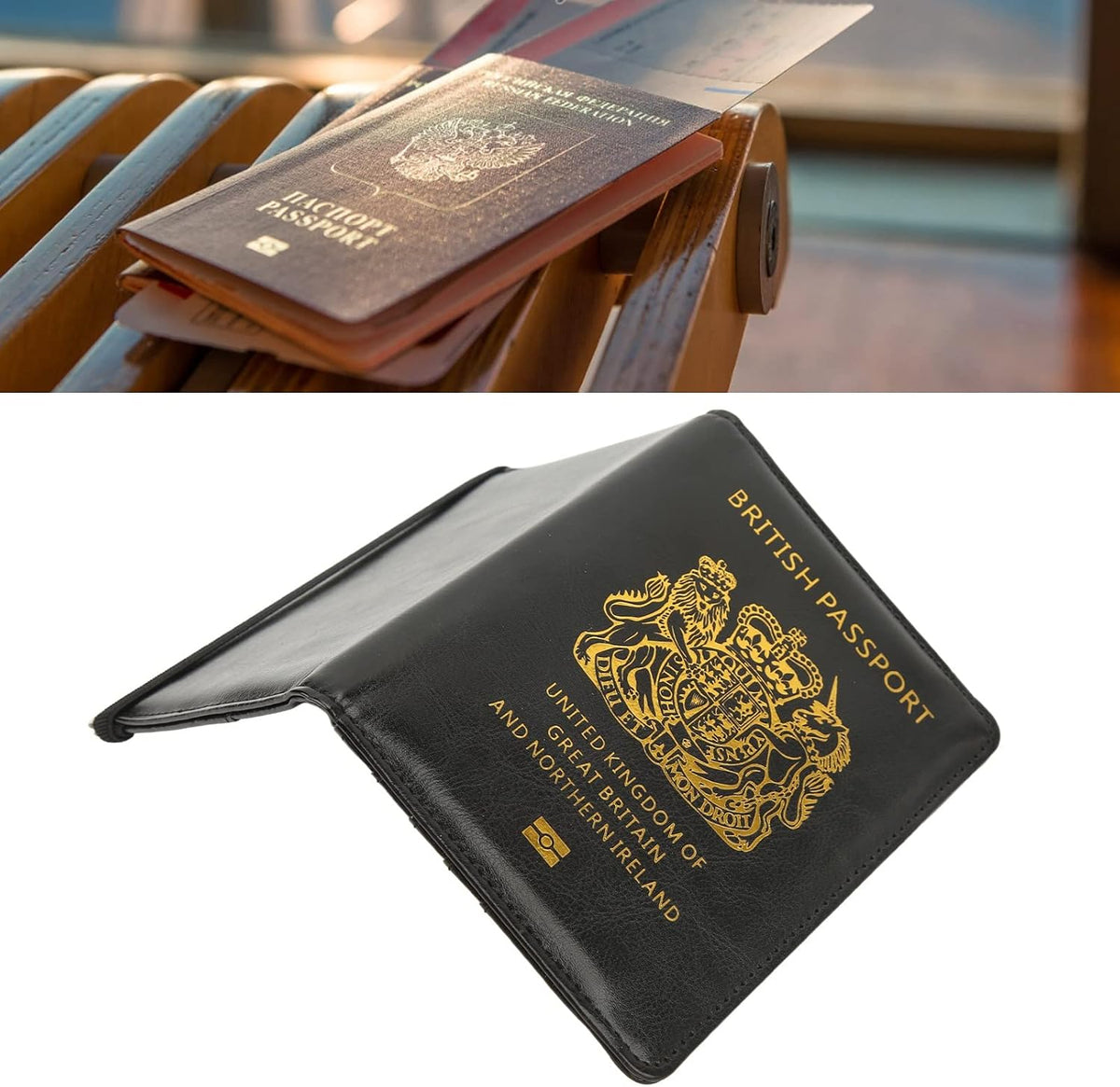 Britain Passport Cover Passport Holder Cover Leather Passport Holder UK Passport Cover for Passport, Business Cards, Credit Cards, Boarding Passes