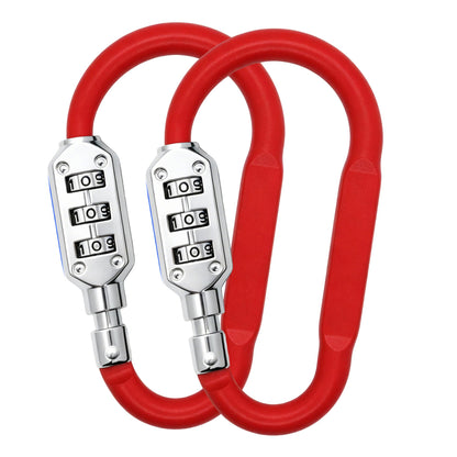Combination Carabiner Clips,V-Resourcing Resettable 3 Dial Digit Combination Lock Carabiner Keychain,for Suitcase Luggage Travel Baggage Backpack (D Shaped, Large Size, Black, 2 Pack)