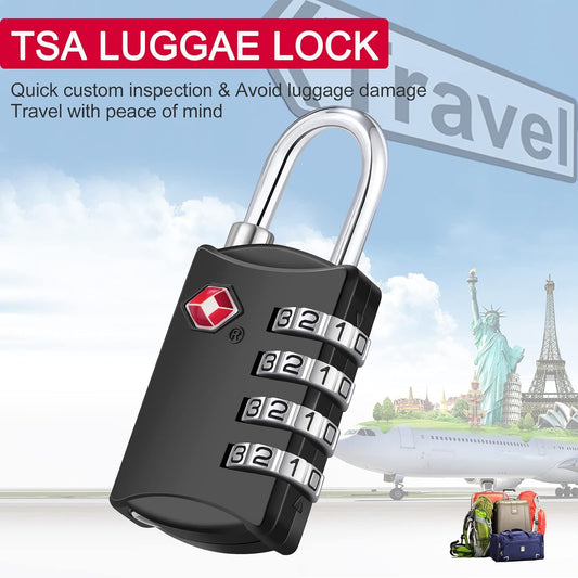 ZHEGE TSA Luggage Lock for Train Travel, 26"L × 0.1"D Cable (2 Pack, Black)