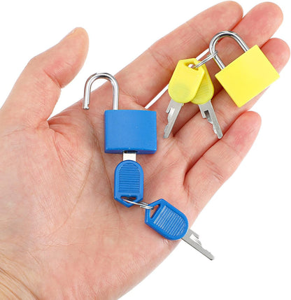 24 Pcs Multicolor Small Luggage Locks with Keys, Mini Locker Lock, Metal Suitcase Locks, Plastic-Covered Copper Keyed Padlock for Locker, Suitcase, Boxes (8 Colors)