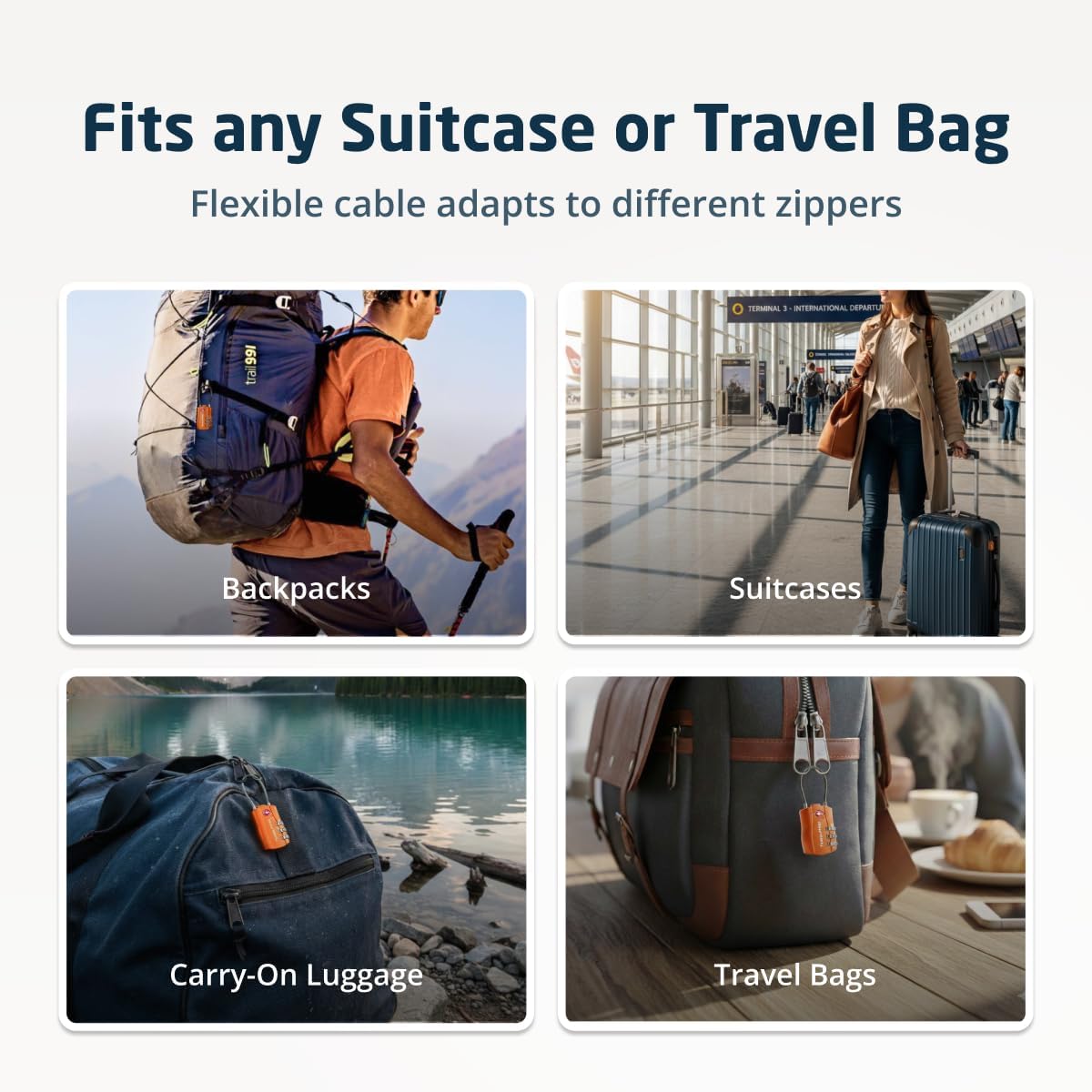 TravelMore TSA Approved Luggage Locks, Travel Combination Cable Locks