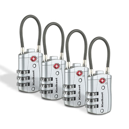 Kwikset TSA Approved Combination Luggage Lock with Cable, 1-Pack, Red