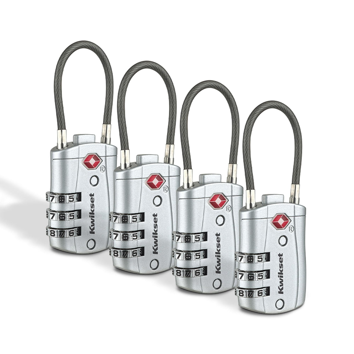 Kwikset TSA Approved Combination Luggage Lock with Cable, 1-Pack, Blue