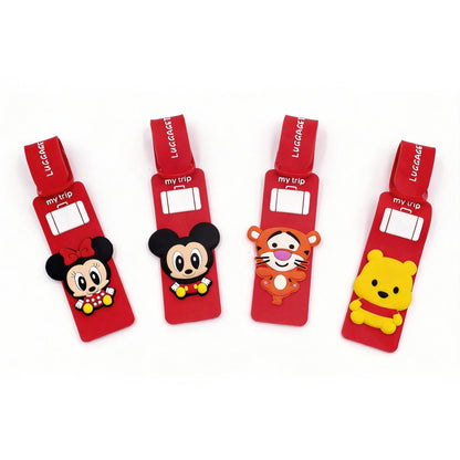 4 Pcs Set White Dog Charlie Brown Silicone Travel Luggage Baggage Identification Labels ID Tag for Bag Suitcase Plane Cruise Ships with Belt Strap
