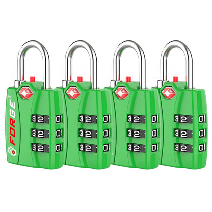 Forge TSA Approved Luggage Locks, Open Alert TSA Locks, Black, 4 Pack