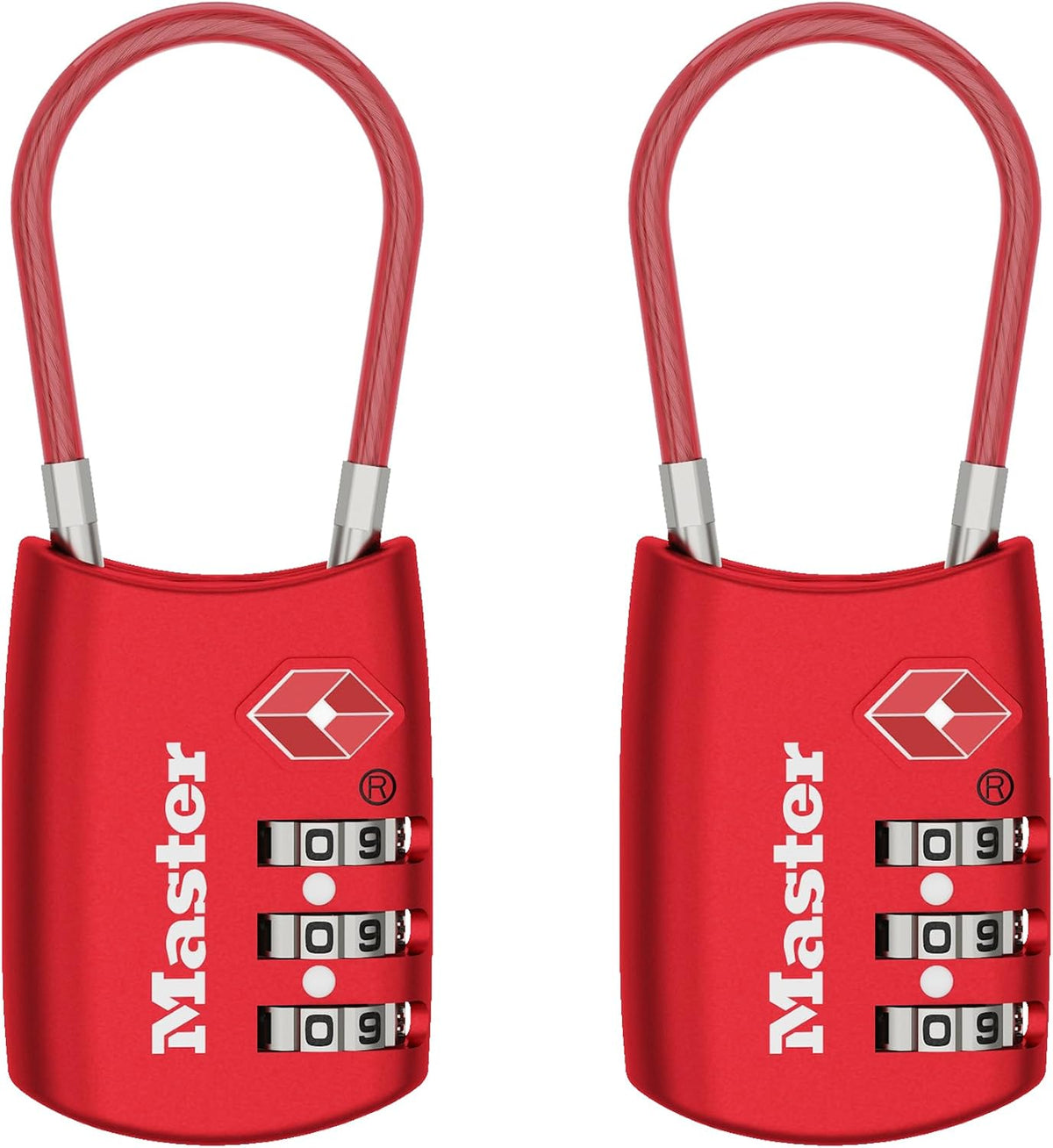 Master Lock TSA Approved Combination Luggage Lock, 2-Pack, 4688REDEC2