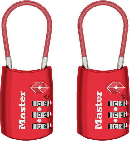 Master Lock TSA Approved Combination Luggage Lock, 2-Pack, 4688REDEC2