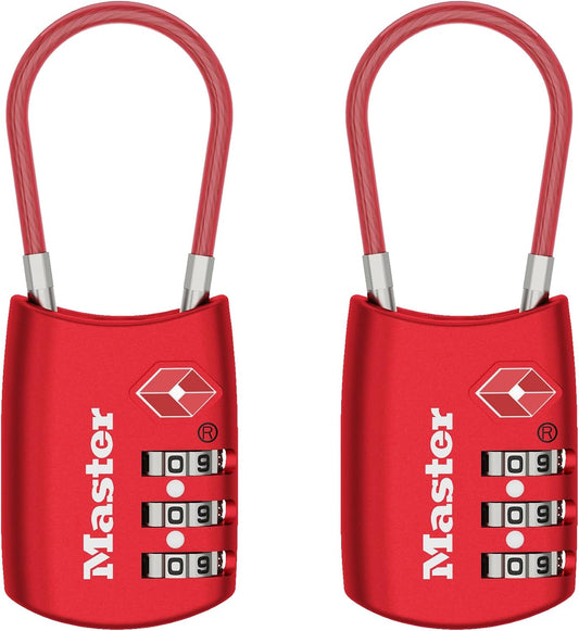 Master Lock TSA Approved Combination Luggage Lock, 2-Pack, 4688REDEC2