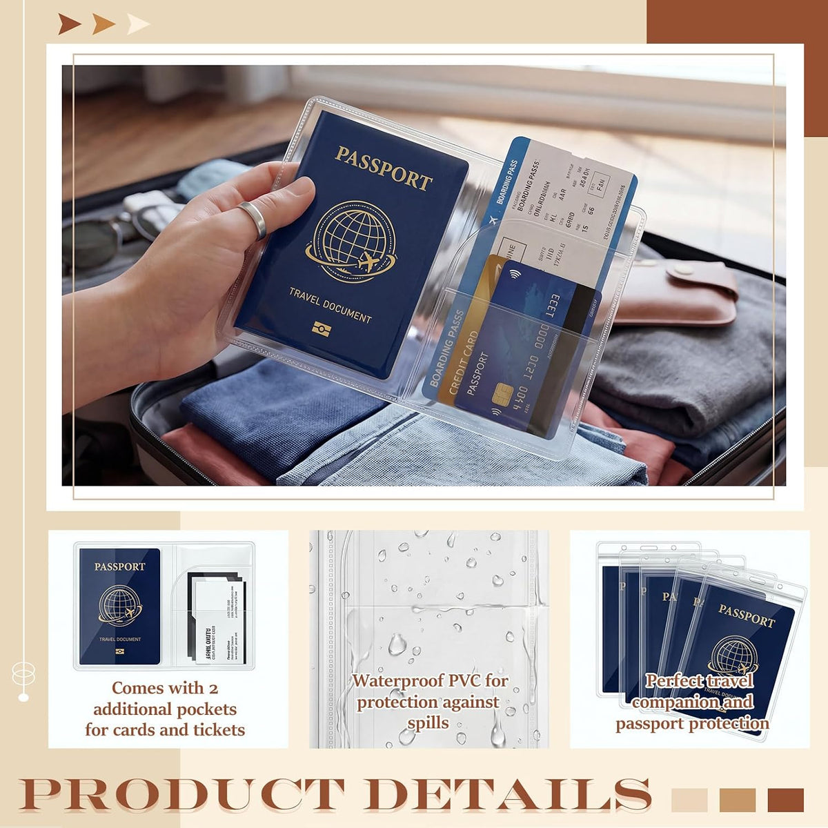 Tinlade 20 Pcs Clear Passport Covers Bulk