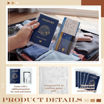 Tinlade 20 Pcs Clear Passport Covers Bulk