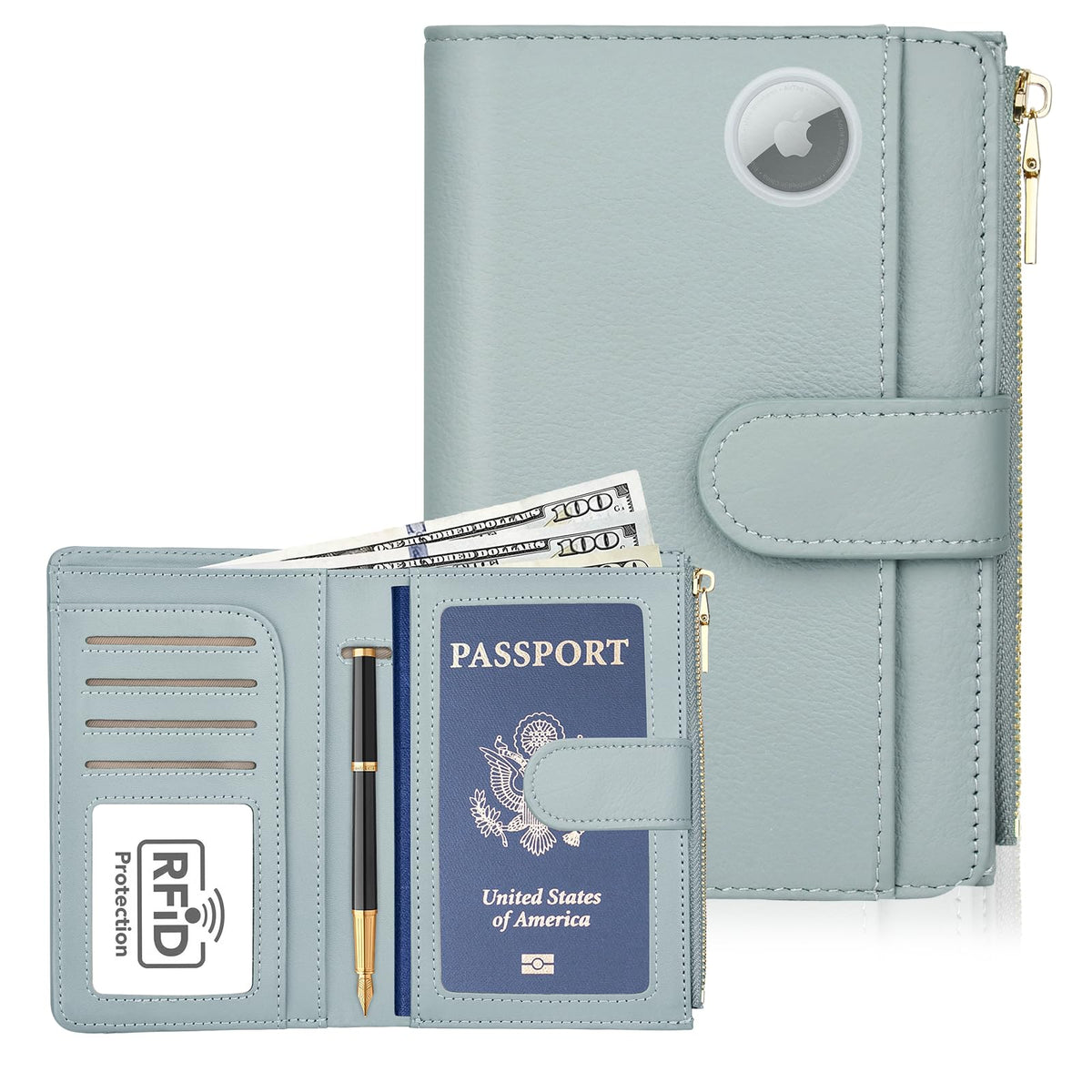 RFID Passport Holder for Travel, Leather Passport Cover Travel Wallet