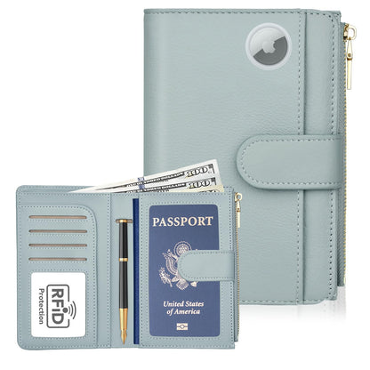 RFID Passport Holder for Travel, Leather Passport Cover Travel Wallet