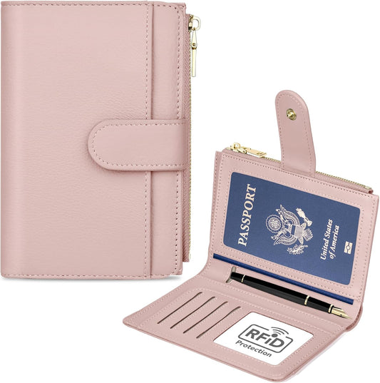 RFID Passport Holder for Travel, Leather Passport Cover Travel Wallet