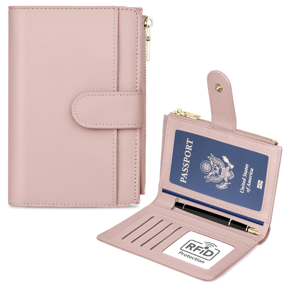 RFID Passport Holder for Travel, Leather Passport Cover Travel Wallet