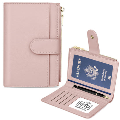 RFID Passport Holder for Travel, Leather Passport Cover Travel Wallet