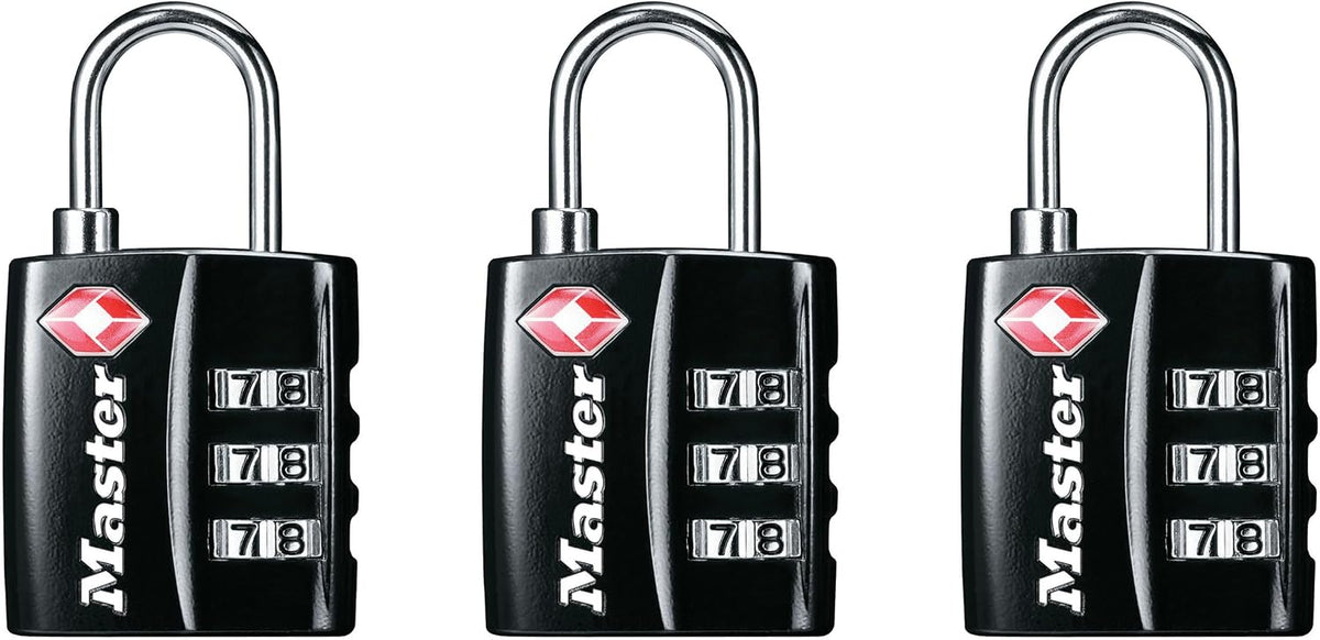 Master Lock TSA Approved Luggage Lock Black Backpack Lock 3-Pack 4680BLKEC3