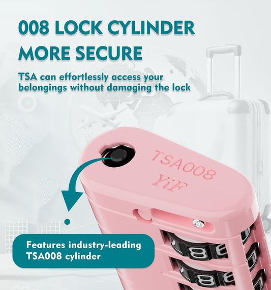 ANVIL TSA Approved Luggage Locks with Search Alert Indicator, 4-Digit Combination Suitcase Lock, Advanced TSA008 Core Heavy Duty Anti-Theft Travel Lock for Double Zippers, Backpacks