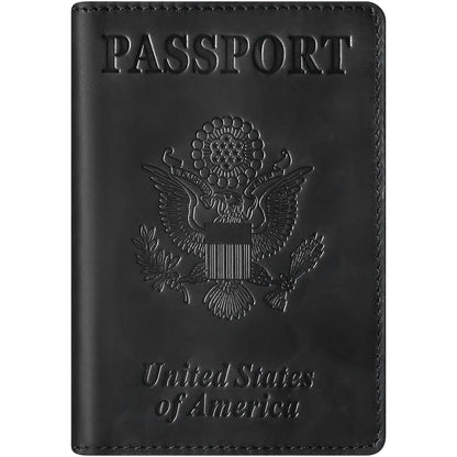 BIAOTIE Premium Leather Passport Holder Covers, Rfid Travel Wallet Passport Document Holder, Travel Essentials Wallet Cover Case for Men and Women (Black)