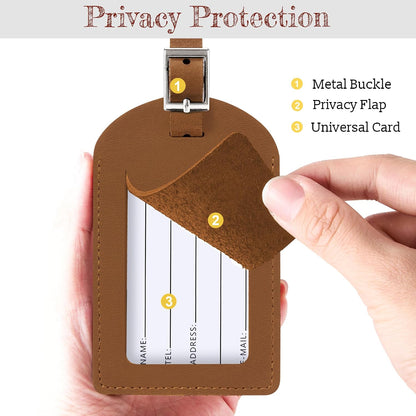 Airkit 2 Pack Genuine Leather Luggage Tags, TSA Approved Suitcase Tags