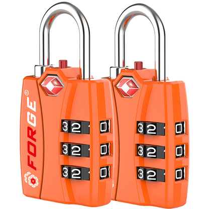 Forge TSA Approved Luggage Locks, Open Alert TSA Locks, Black, 4 Pack