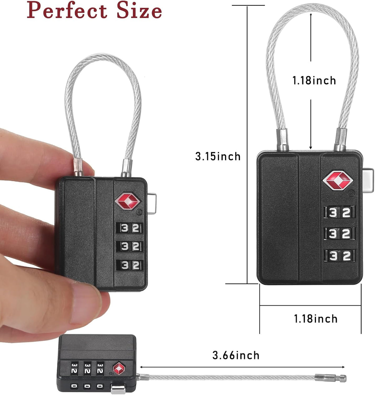 TSA Locks for Luggage, 2 PCS, Small Combination Lock