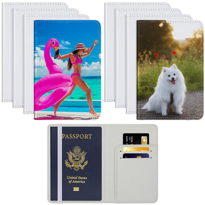 Yeaqee 8 Pcs Sublimation Passport Covers, PU Leather DIY, White